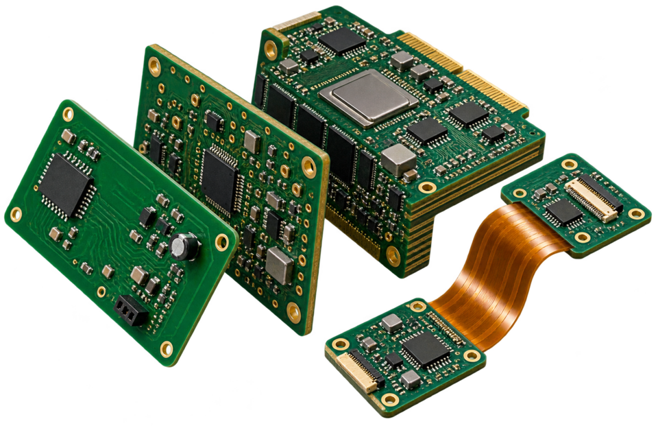 Single, double, multilayer and rigid-flex PCB product family